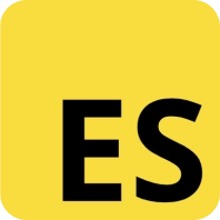 Logo von ECMAScript, gelber Hintergrund mit den Buchstaben 'ES', repräsentiert die JavaScript-Sprachspezifikation.