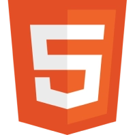 Logo von HTML5, ein oranges Schild mit der Nummer '5', repräsentiert die neueste Version der HTML-Sprache.