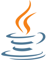 Logo von Java, ein stilisiertes Symbol einer dampfenden Kaffeetasse.