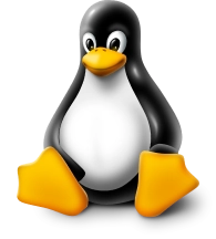 Logo von Linux, der Tux-Pinguin, steht für das Linux-Betriebssystem.