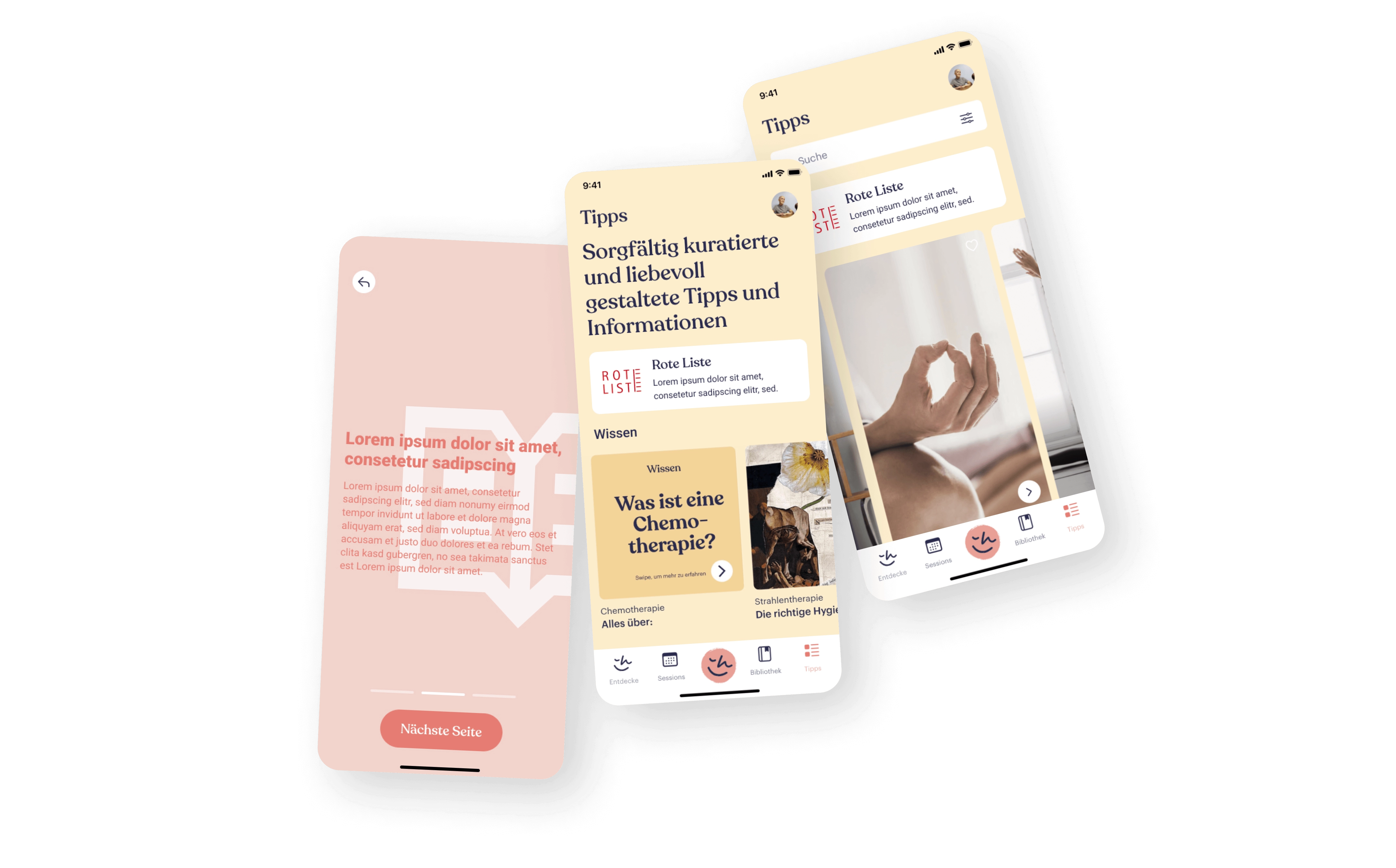 Artikelabschnitt in der Happie Haus App mit einer Ressource zur Chemotherapie und einem Verzeichnis für Medikamenteninformationen. Detailansicht eines Artikels in der Happie Haus App, der sich mit dem Thema Chemotherapie beschäftigt und nützliche Patienteninformationen bietet.