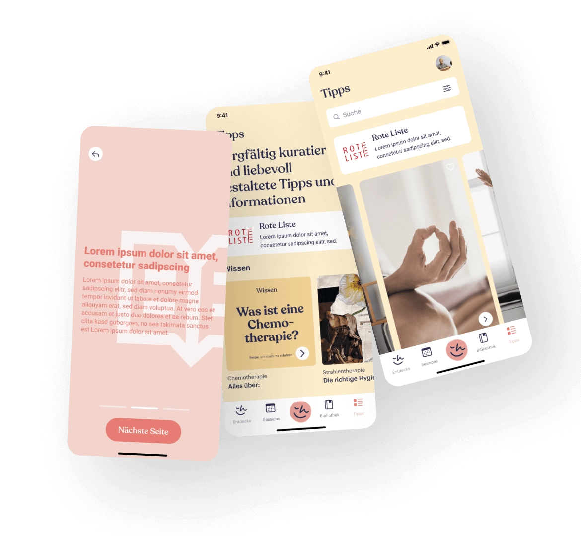 Artikelabschnitt in der Happie Haus App mit einer Ressource zur Chemotherapie und einem Verzeichnis für Medikamenteninformationen. Detailansicht eines Artikels in der Happie Haus App, der sich mit dem Thema Chemotherapie beschäftigt und nützliche Patienteninformationen bietet.