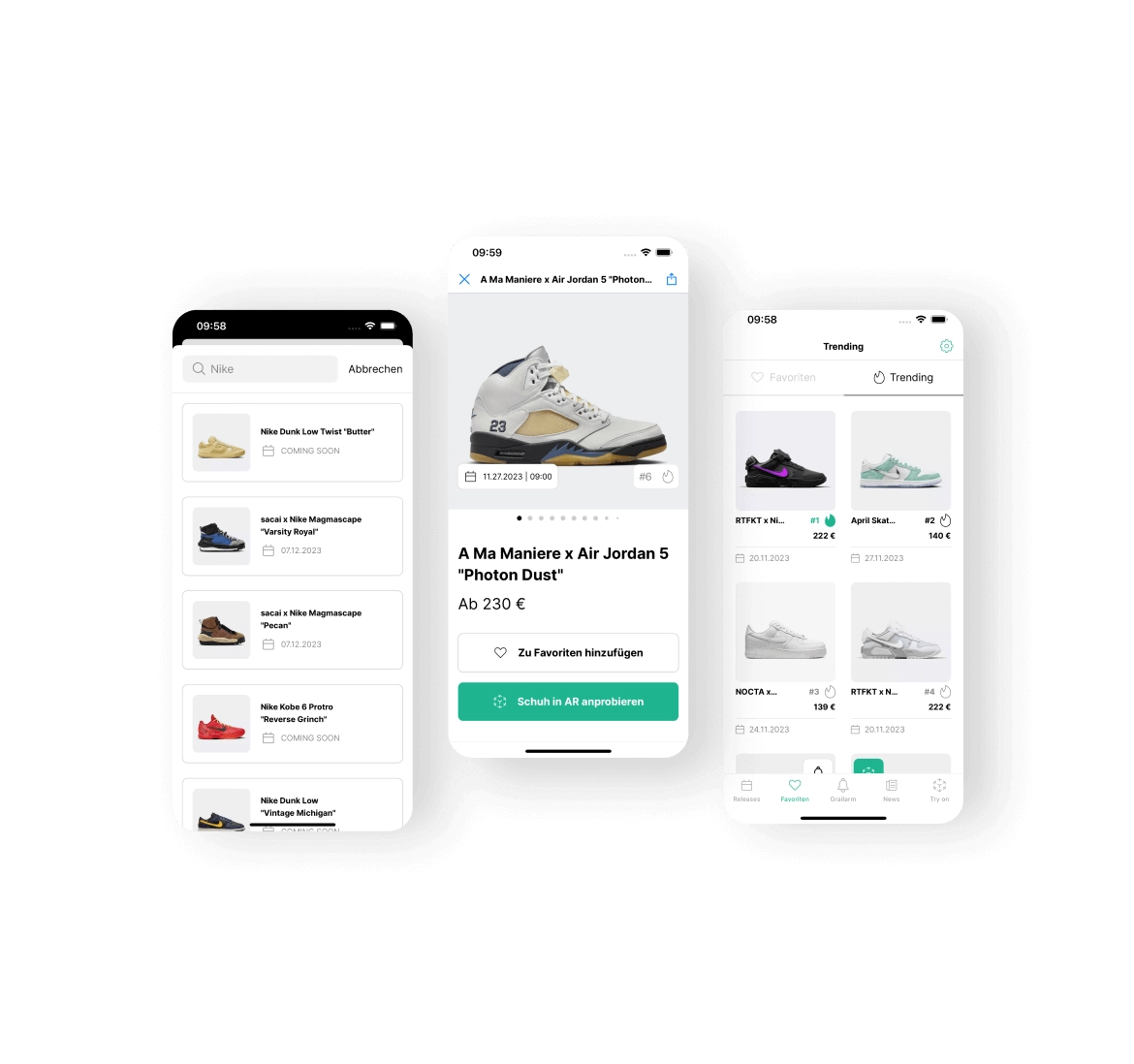 Mit unserer Softwarelösung erstellst du intuitiv und effizient Apps mit innovativen Funktionen, wie z.B. die praktische Suchfunktion mit Filteroptionen nach Marken. Virtuelle Sneaker-Anprobe! Begeistere deine Kunden mit innovativer AR-Technologie und ermögliche ihnen ein realistisches Tragegefühl. Intuitive Bedienung: Markiere deine Favoriten und lege eine Wunschliste für zukünftige Käufe an. Sneaker sofort finden & kaufen! Verfügbarkeit prüfen, Preise vergleichen & direkt zum Shop gelangen - alles in einer App.