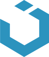 Logo von UIKit mit einem stilisierten Hammer auf einem blauen Hintergrund.